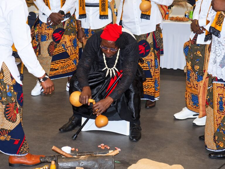 A participant carrying out cultural rites at the BACDA Gothenburg launch